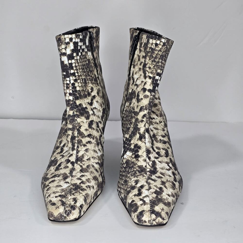 Gianni Bini Women’s Ankle Boots 7.5 Snake Print Side Zip Pointed Toe Kitten Heel - Picture 8 of 11